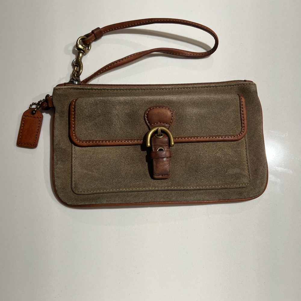 Vintage Coach Suede Leather Wristlet Bag
